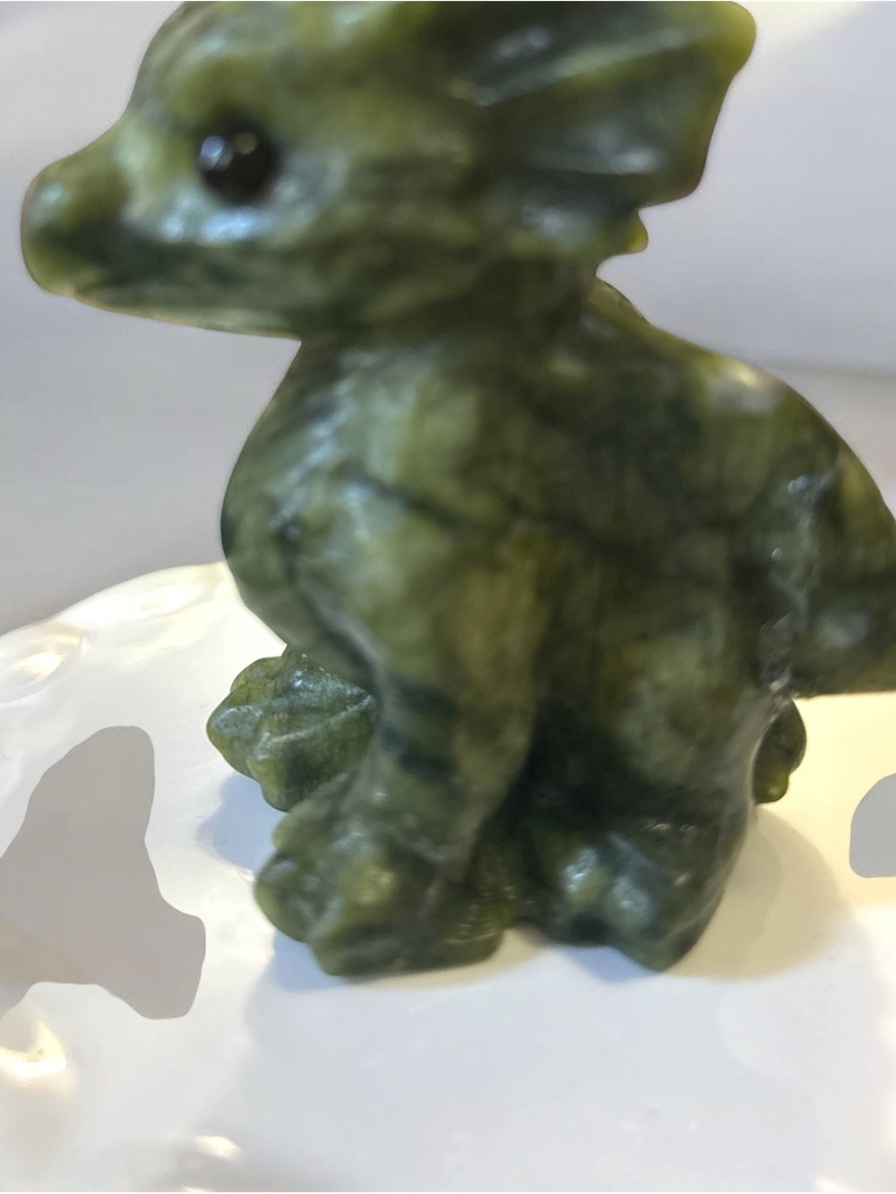 Green Jade-Style Dragon Reptile Figurine for Terrarium Decor